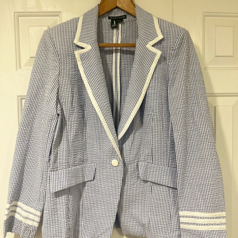 Peace of Cloth Navy and White Striped Jacket